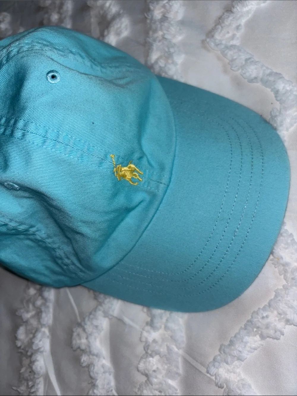 Ralph Lauren Light Aqua Baseball Cap with Yellow Pony